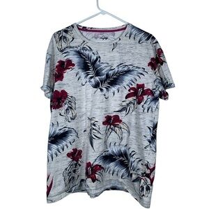 Voyage Croft + Flow Gray Tropical Crewneck S/S Shirt Size XL EUC #DS-1630